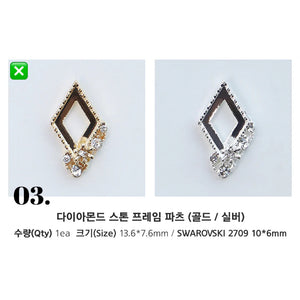 MAKE.N Bundle Crystal Bouquet Frame including Swarovski Stones - 2pcs (08-3Gold)