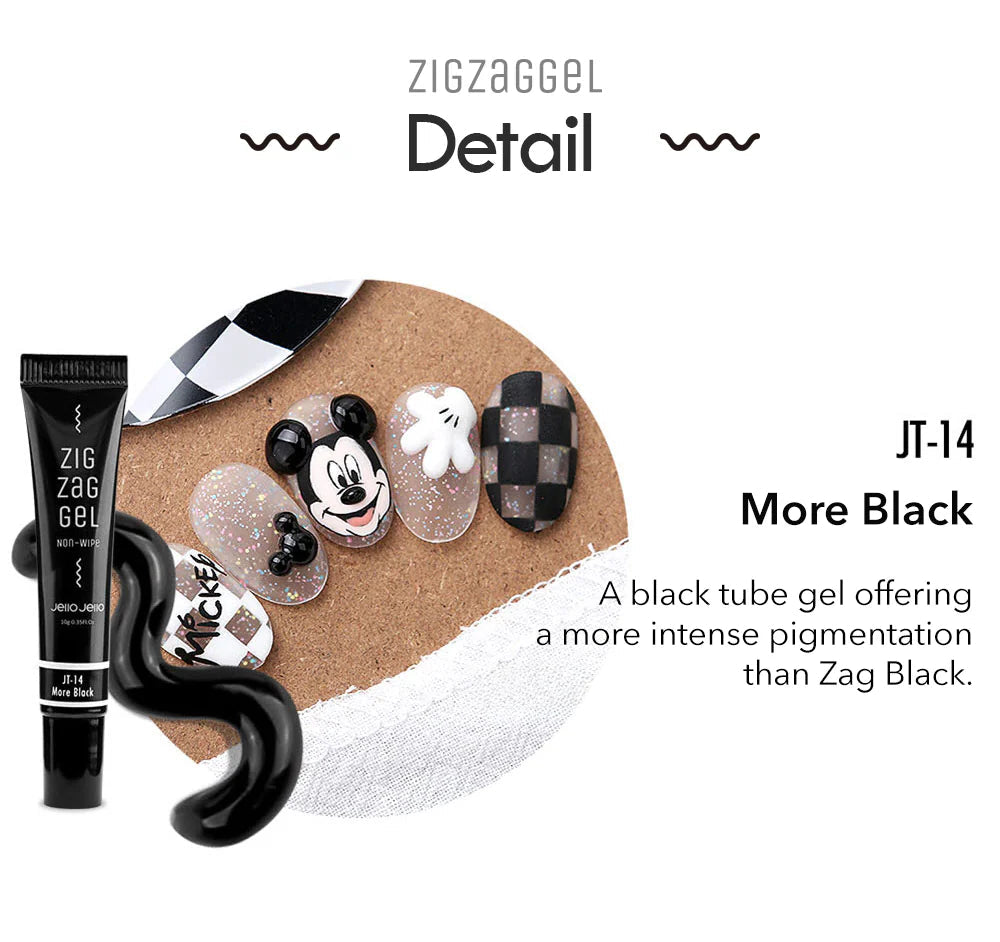 Jello Jello JT-15 More Black 3D Tube Gel | Non-Wipe Nail Art Gel