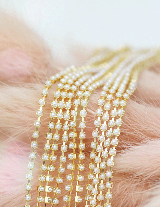MAKE.N Mini Pearl Chain 1.5mm Gold (10cm)