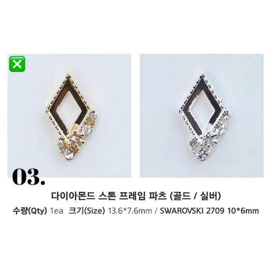 MAKE.N Bundle Crystal Bouquet Frame including Swarovski Stones - 2pcs (08-3 Silver)
